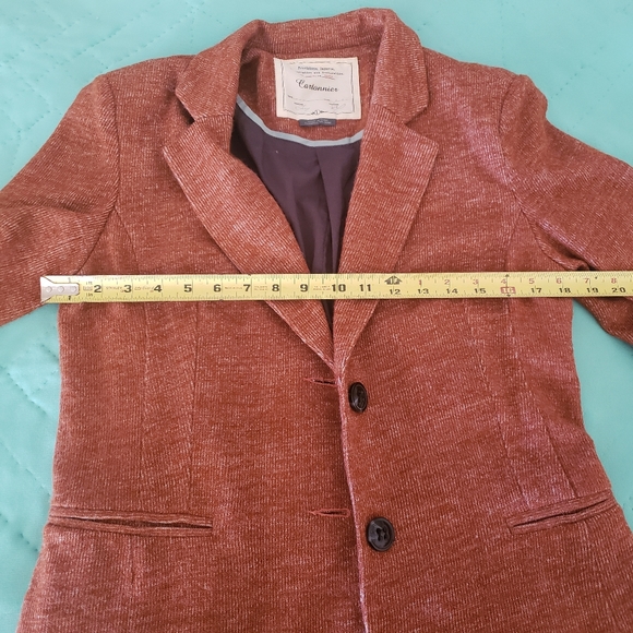 Cartonnier Anthropologie Rust Blazer Jacket SzL Burnt Orange Rust 2 flap pockets - Picture 12 of 13